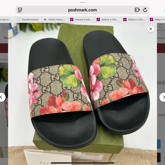 Women’s Gucci Gigi bloom pool slides, size 36 in Italy Made in Italy - Picture 3 of 9